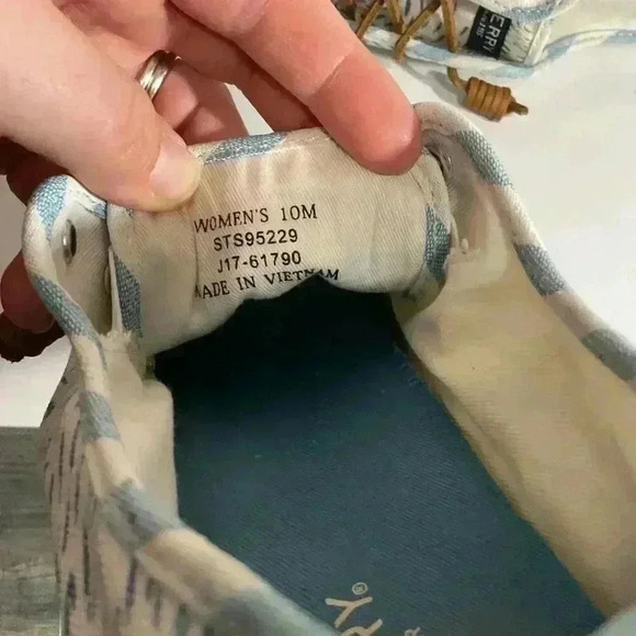 Sperry Top Sider STS95229 white Blue canvas sneakers Women’s size 10 - Picture 7 of 8